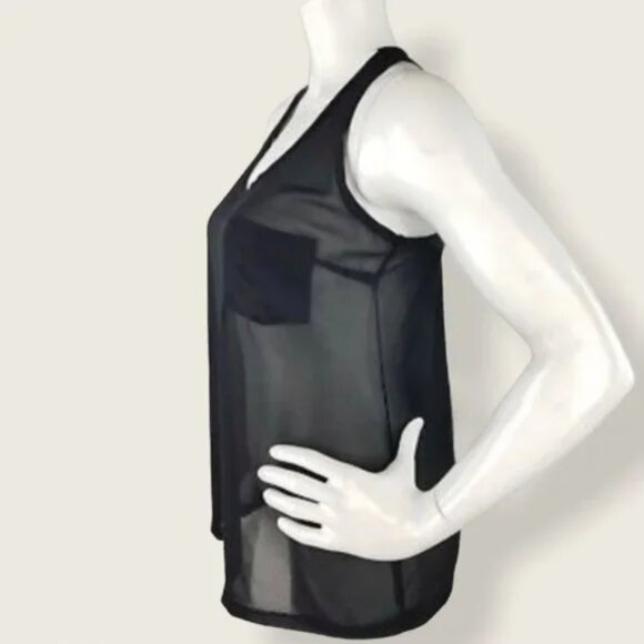 Bundle | Anthropologie Black Sheer Racerback Tank + Color Block Tank | Both Sz M - Picture 4 of 11